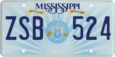 MS license plate ZSB524
