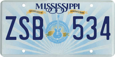MS license plate ZSB534