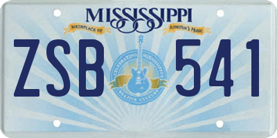 MS license plate ZSB541