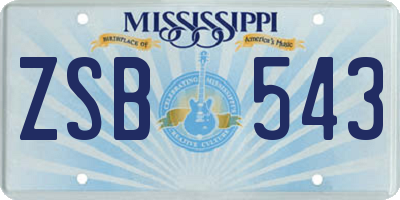 MS license plate ZSB543