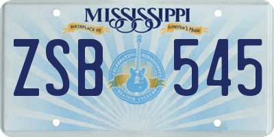 MS license plate ZSB545