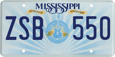 MS license plate ZSB550