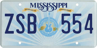 MS license plate ZSB554