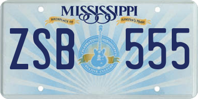MS license plate ZSB555