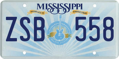 MS license plate ZSB558