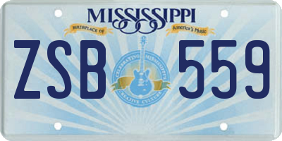 MS license plate ZSB559