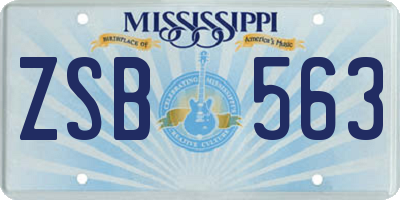 MS license plate ZSB563