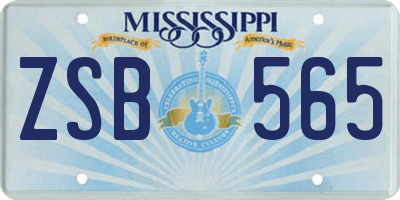 MS license plate ZSB565