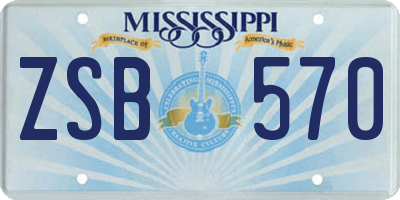MS license plate ZSB570