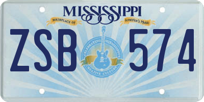 MS license plate ZSB574