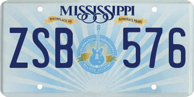 MS license plate ZSB576