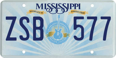 MS license plate ZSB577
