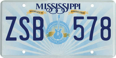 MS license plate ZSB578