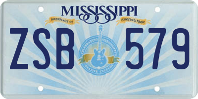 MS license plate ZSB579