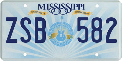 MS license plate ZSB582