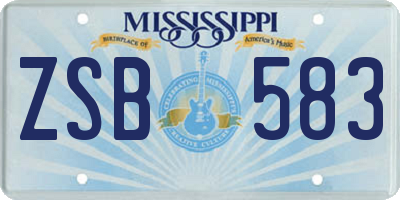 MS license plate ZSB583