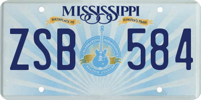 MS license plate ZSB584