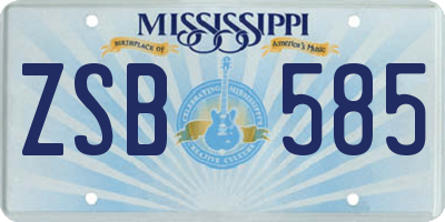 MS license plate ZSB585
