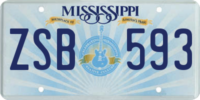 MS license plate ZSB593
