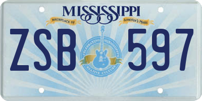 MS license plate ZSB597