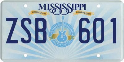 MS license plate ZSB601