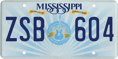 MS license plate ZSB604