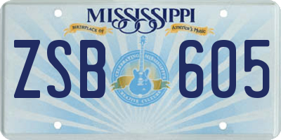 MS license plate ZSB605