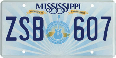 MS license plate ZSB607