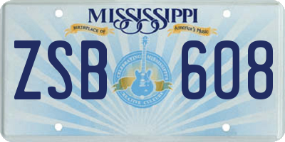 MS license plate ZSB608
