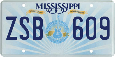 MS license plate ZSB609