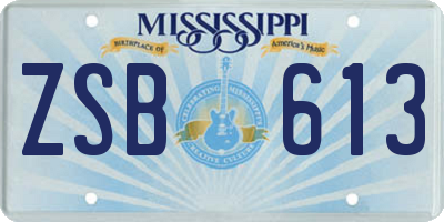 MS license plate ZSB613