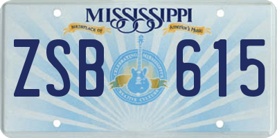 MS license plate ZSB615