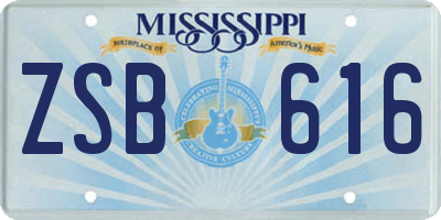 MS license plate ZSB616