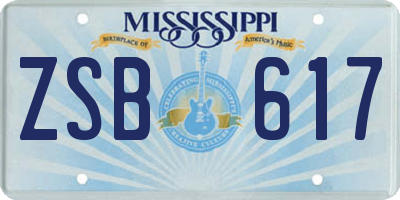 MS license plate ZSB617