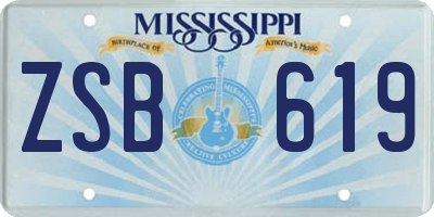 MS license plate ZSB619