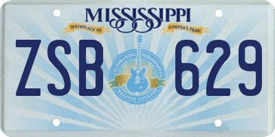 MS license plate ZSB629