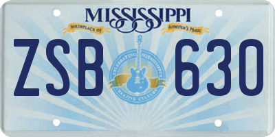 MS license plate ZSB630