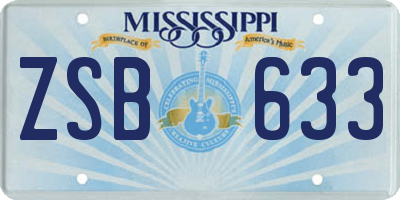 MS license plate ZSB633