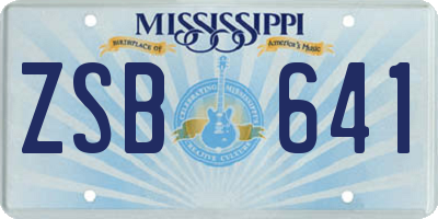 MS license plate ZSB641