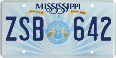 MS license plate ZSB642