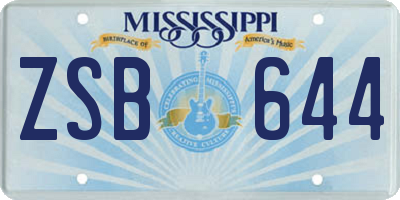MS license plate ZSB644