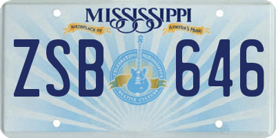 MS license plate ZSB646