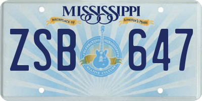 MS license plate ZSB647