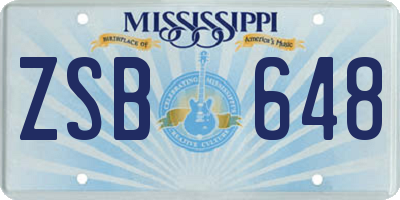 MS license plate ZSB648