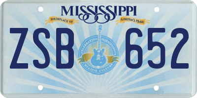 MS license plate ZSB652