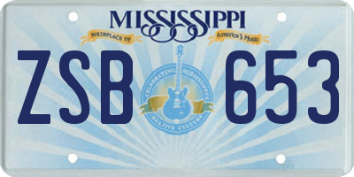 MS license plate ZSB653