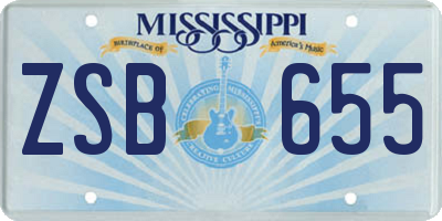 MS license plate ZSB655