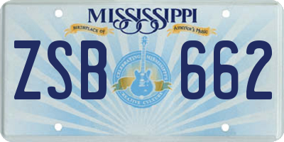 MS license plate ZSB662