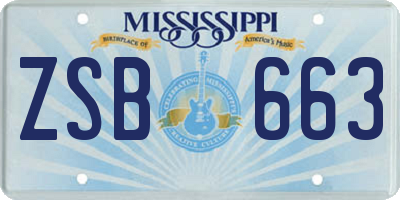 MS license plate ZSB663