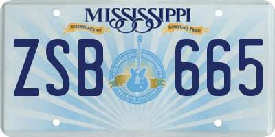 MS license plate ZSB665